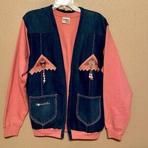 VTG Denim Hanes Jacket Sweatshirt Combo Appliques Indigenous Southwest Size XL